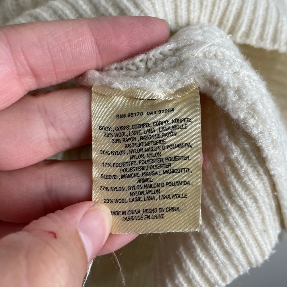 Anthropologie Fuzzy Puff Sleeve Sweater Cream Med - Picture 6 of 7